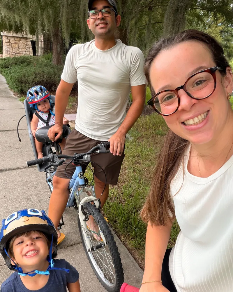 The family on bikes and a scooter, out for a ride in Orlando