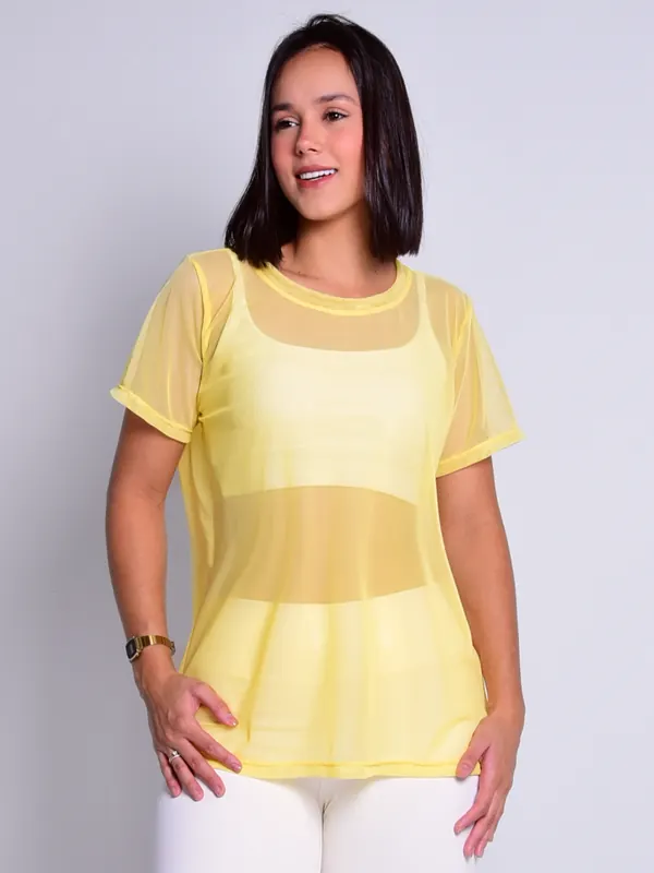 Tulle T-Shirt in Yellow — photo 1