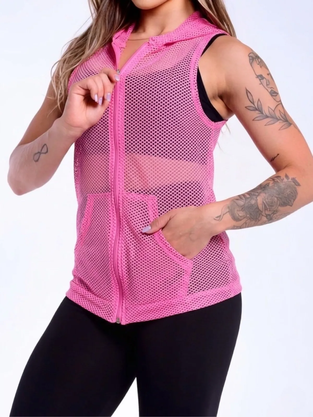 Mesh Vest in Deep Pink — photo 2