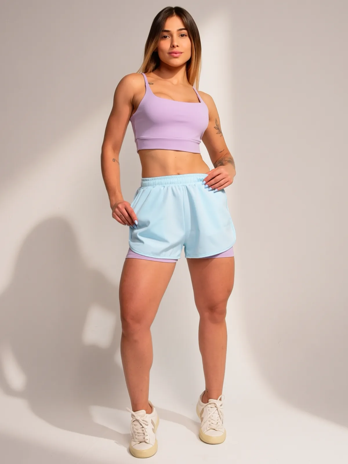 Short Running in Lilac & Baby Blue — photo 1